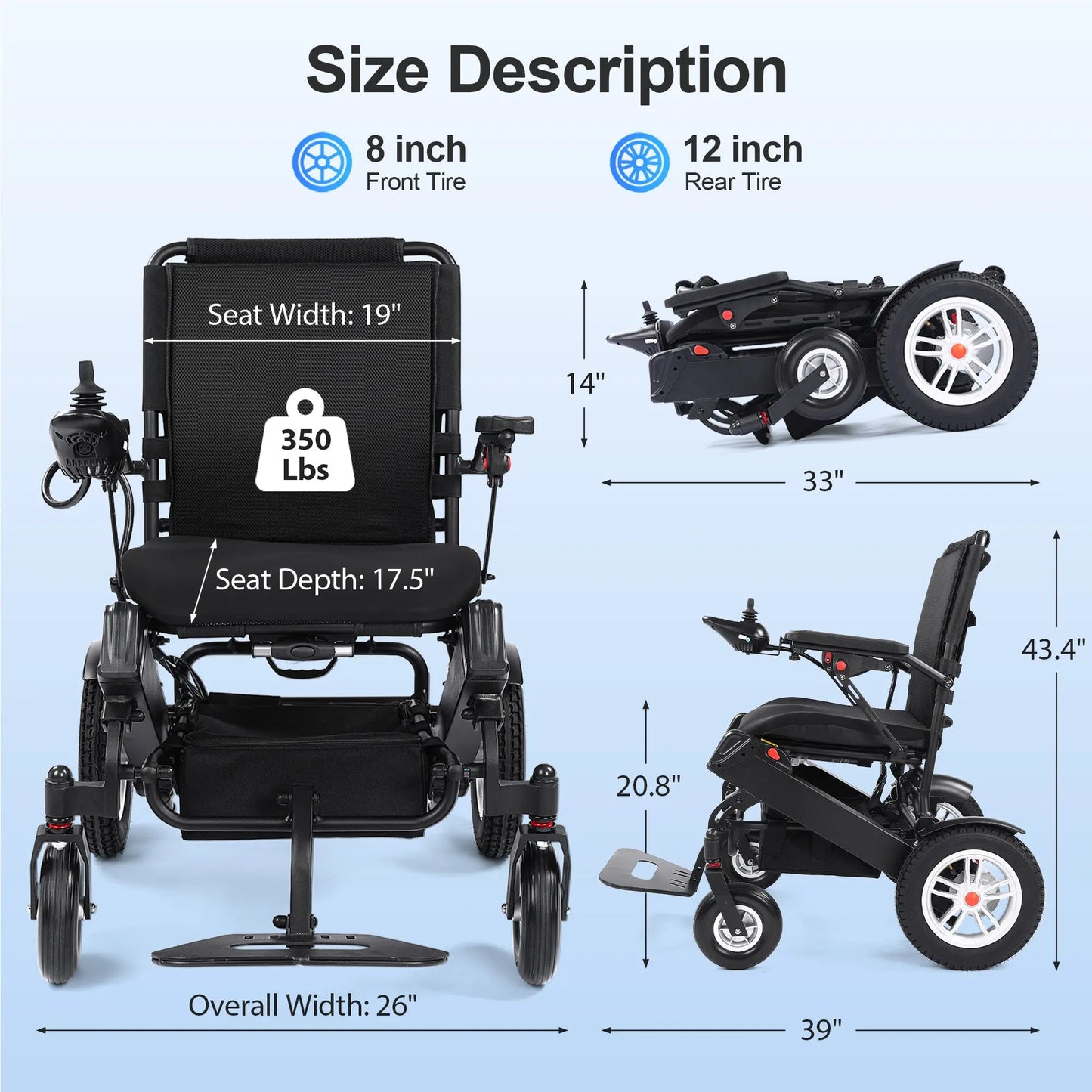 40 Miles Longest Range Electric Wheelchair EW5001 Tivaro
