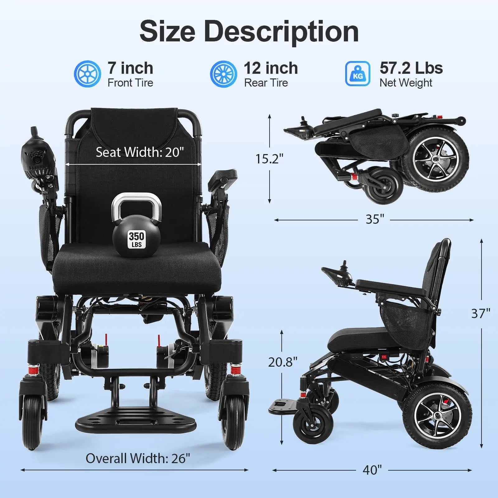 35 Miles Longest Range Electric Wheelchair EW5003 Tivaro