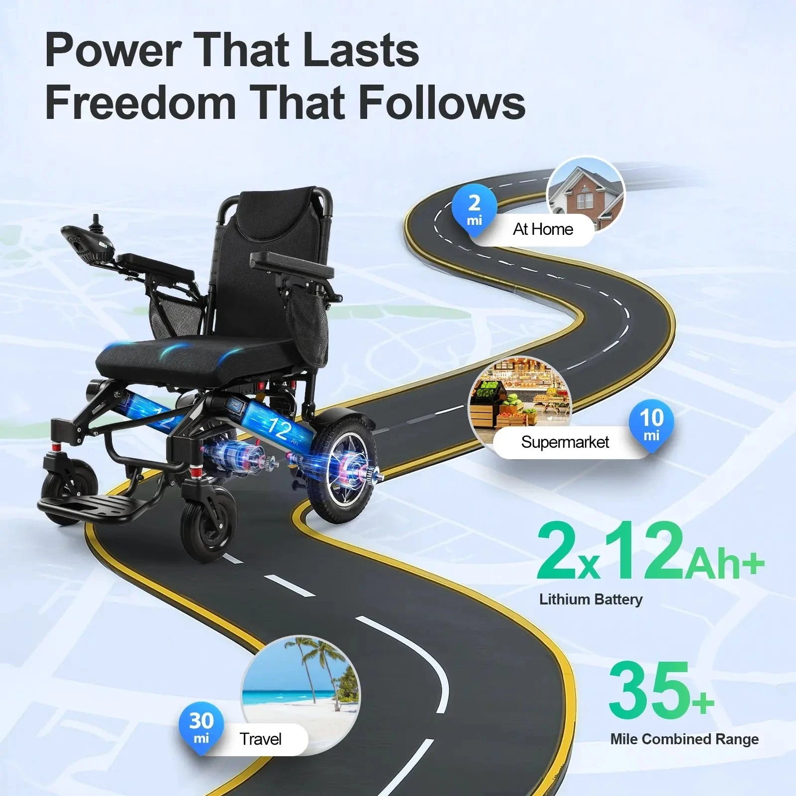 35 Miles Longest Range Electric Wheelchair EW5003 Tivaro