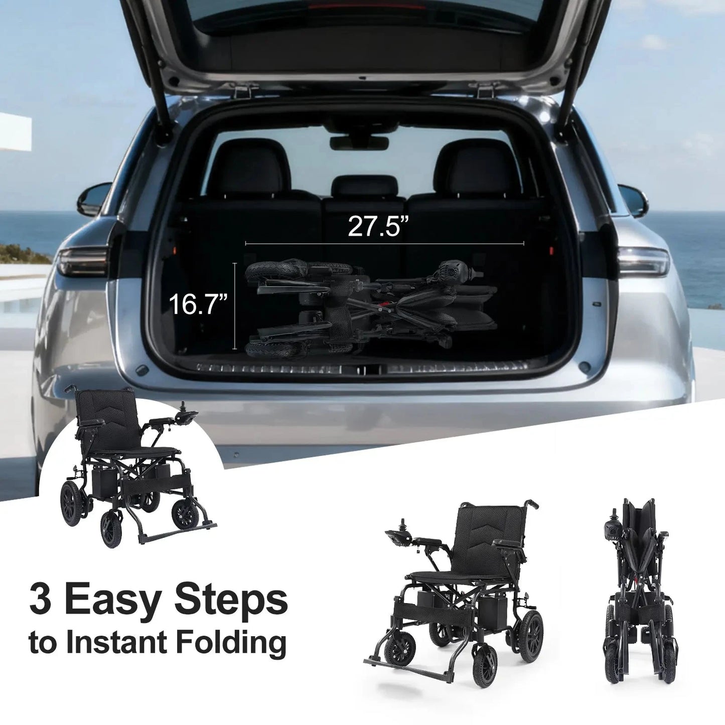 Foldable Motorized Electric Wheelchair for Adults EW1001 Tivaro