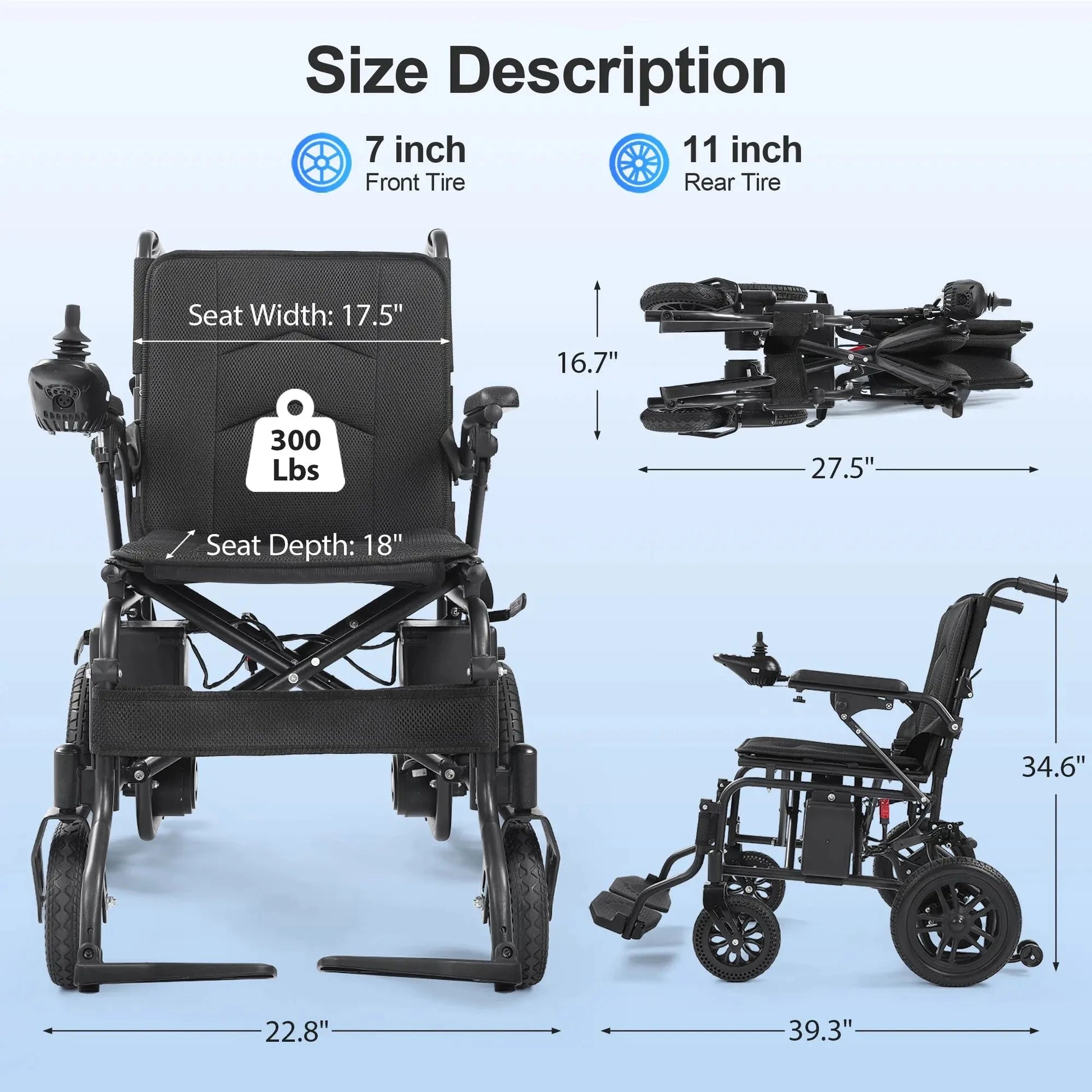 Foldable Motorized Electric Wheelchair for Adults EW1001 Tivaro