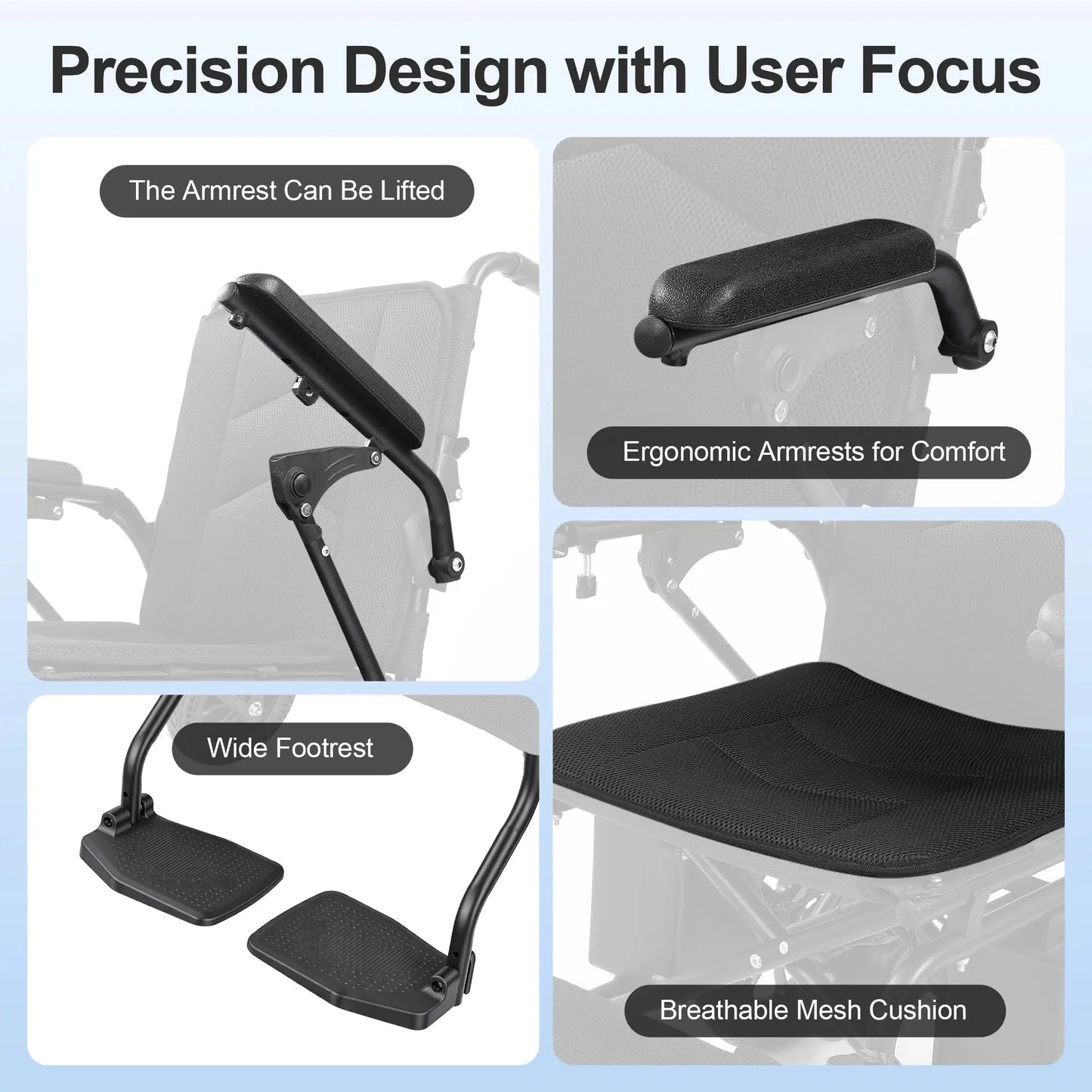 Foldable Motorized Electric Wheelchair for Adults EW1001 Tivaro