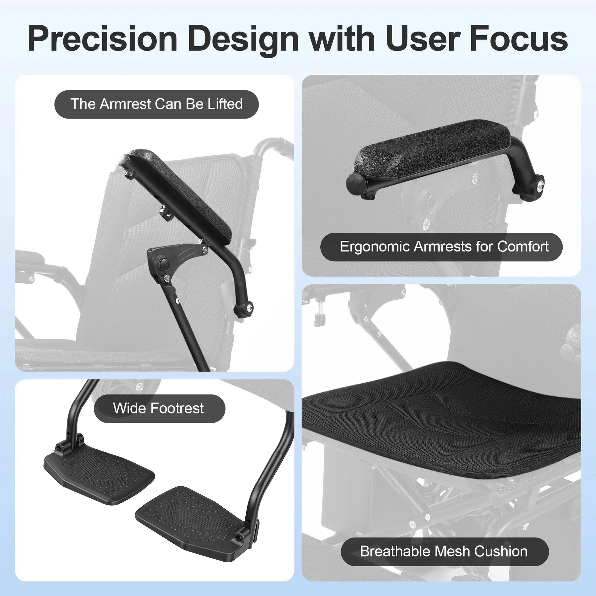 Foldable Motorized Electric Wheelchair for Adults EW1001 Tivaro