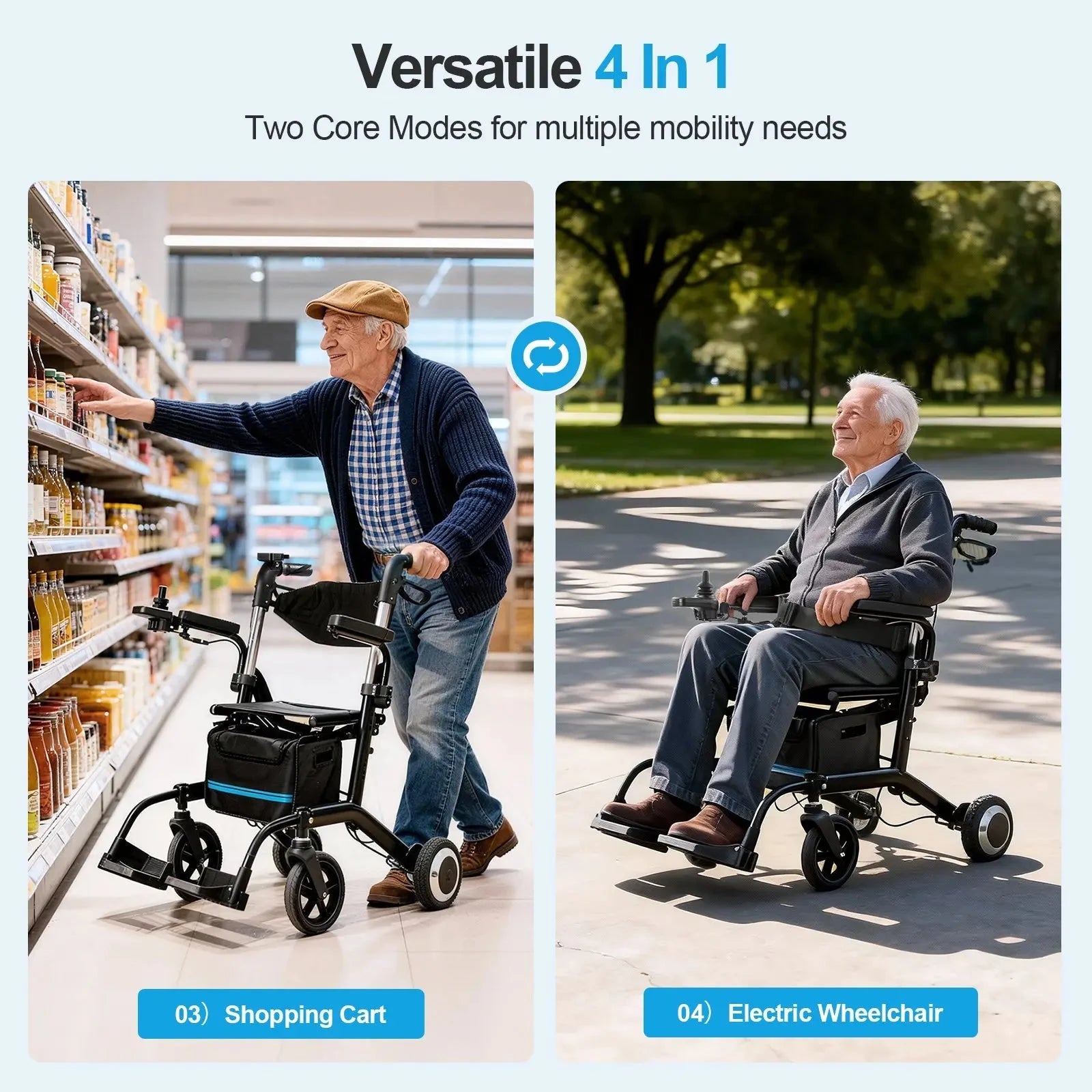 4 in 1 Wheelchair Rollator Walker Combo EW6001 Tivaro