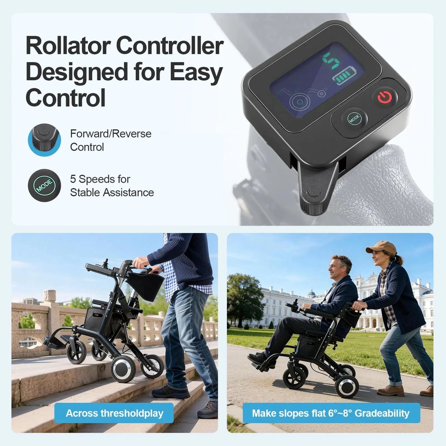 4 in 1 Wheelchair Rollator Walker Combo EW6001 Tivaro