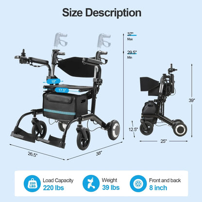 4 in 1 Wheelchair Rollator Walker Combo EW6001 Tivaro