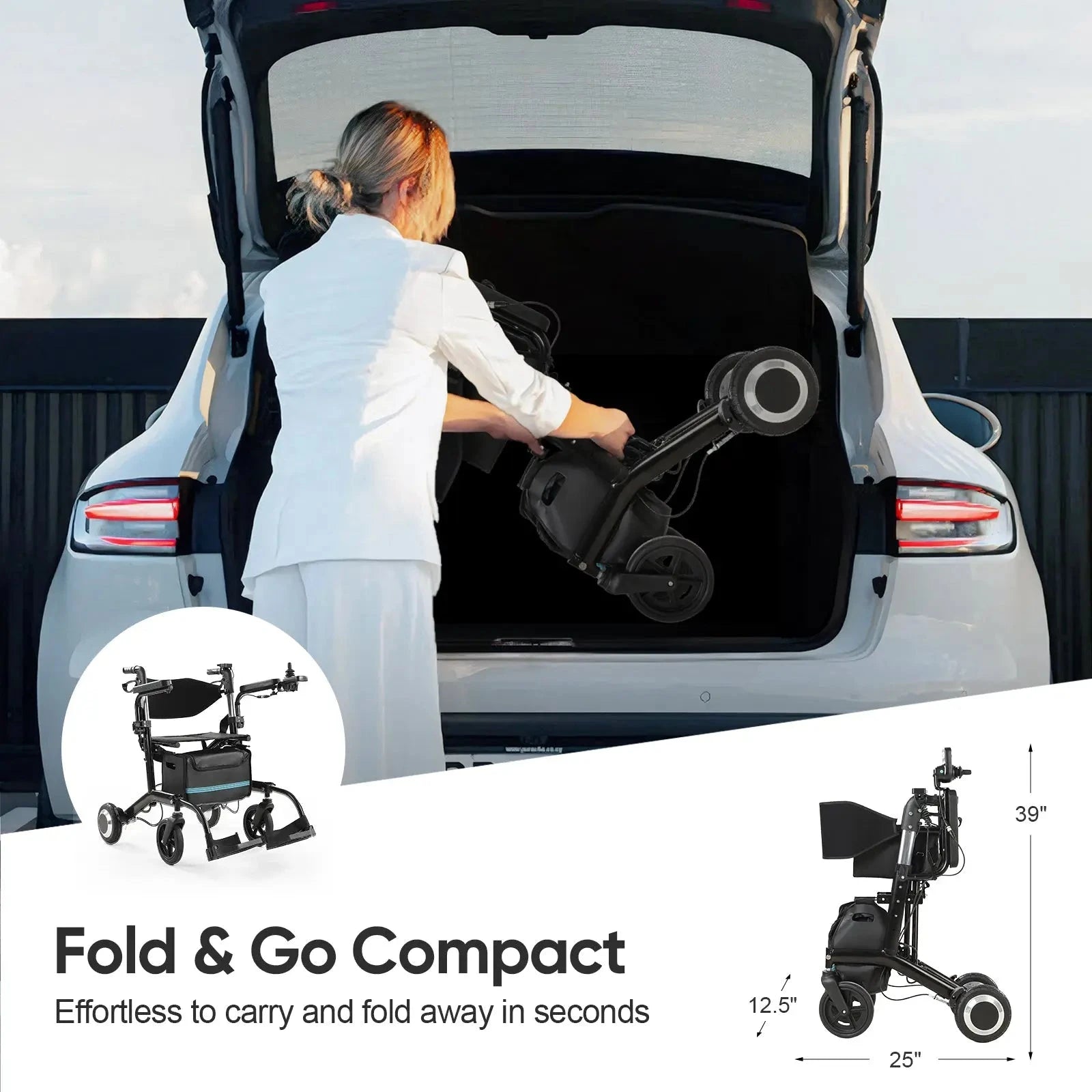 4 in 1 Wheelchair Rollator Walker Combo EW6001 Tivaro