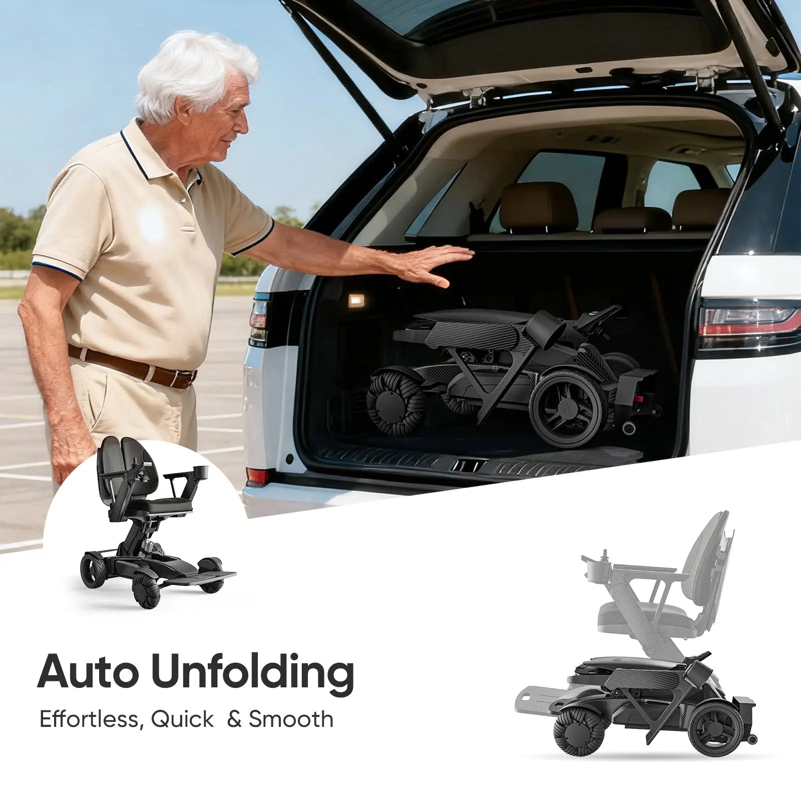 Intelligent Electric Wheelchair for Adults EW8001-3D Wing-Black Tivaro