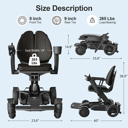 Intelligent Electric Wheelchair for Adults EW8001-3D Wing-Black Tivaro