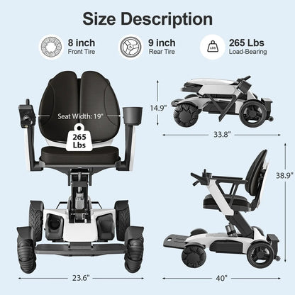 Intelligent Electric Wheelchair for Adults EW8001-3D Wing-White Tivaro