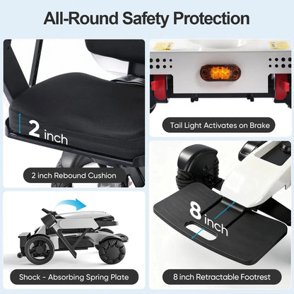 Intelligent Electric Wheelchair for Adults EW8001-3D Wing-White Tivaro