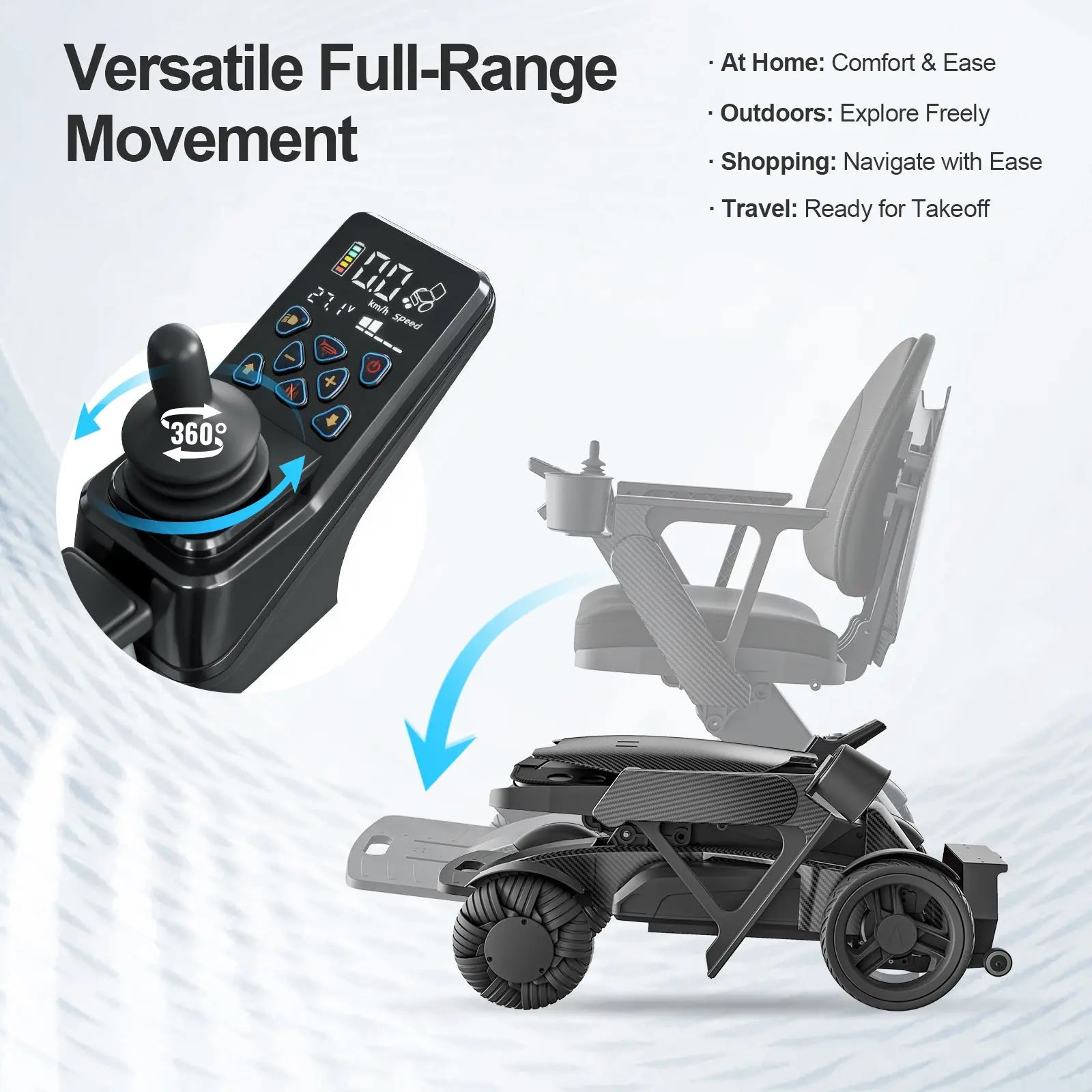 Intelligent Electric Wheelchair for Adults EW8001-3D Wing-Black Tivaro