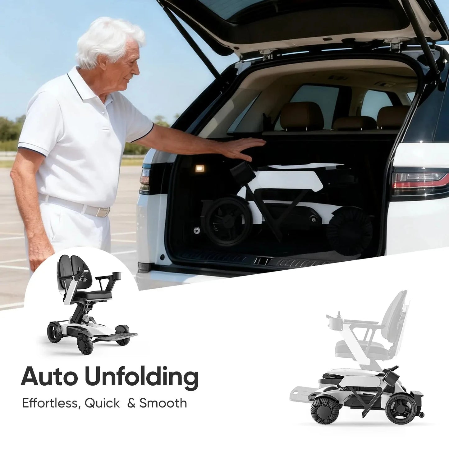 Intelligent Electric Wheelchair for Adults EW8001-3D Wing-White Tivaro