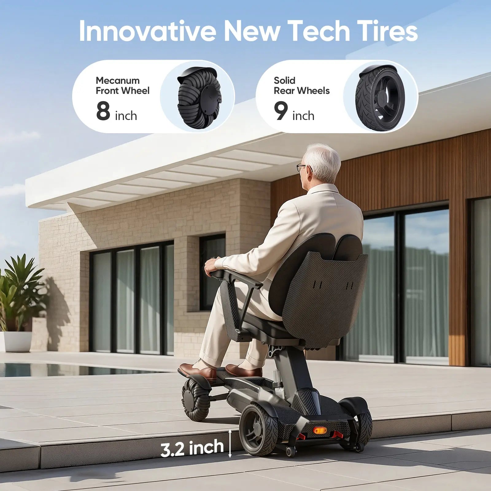 Intelligent Electric Wheelchair for Adults EW8001-3D Wing-Black Tivaro