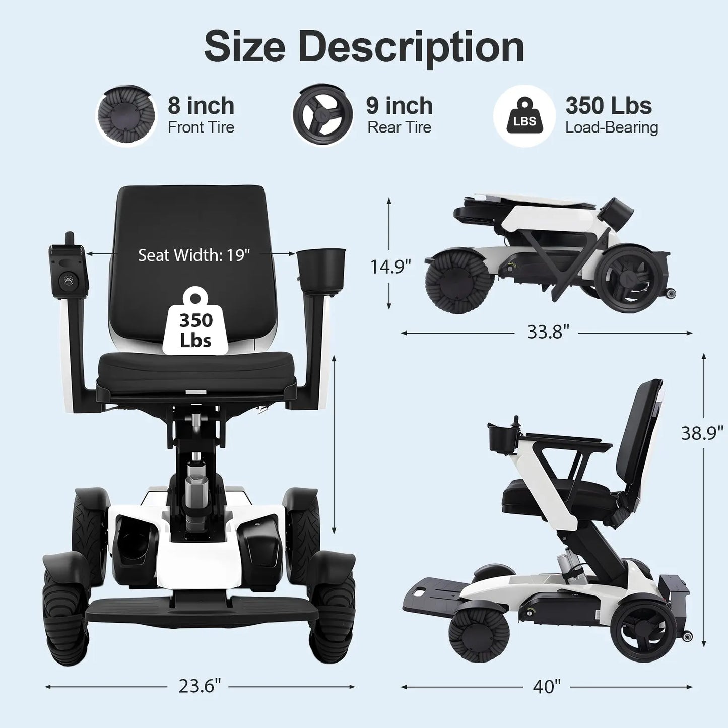 Intelligent Electric Wheelchair for Adults EW8001 Normal-white Tivaro
