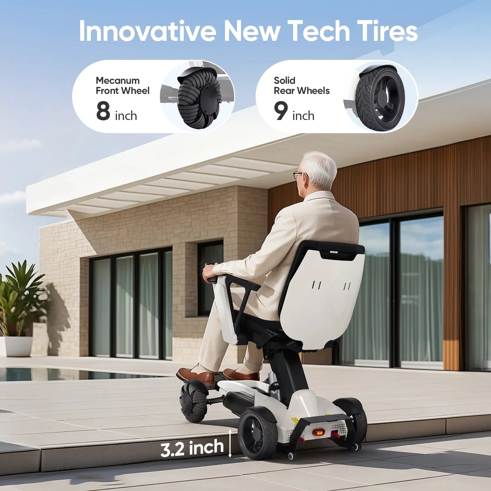 Intelligent Electric Wheelchair for Adults EW8001 Normal-white Tivaro
